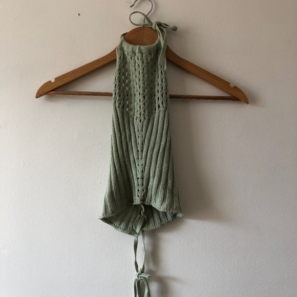 **$5 SALE** Green Knit Cropped Tank - Picture 1 of 4
